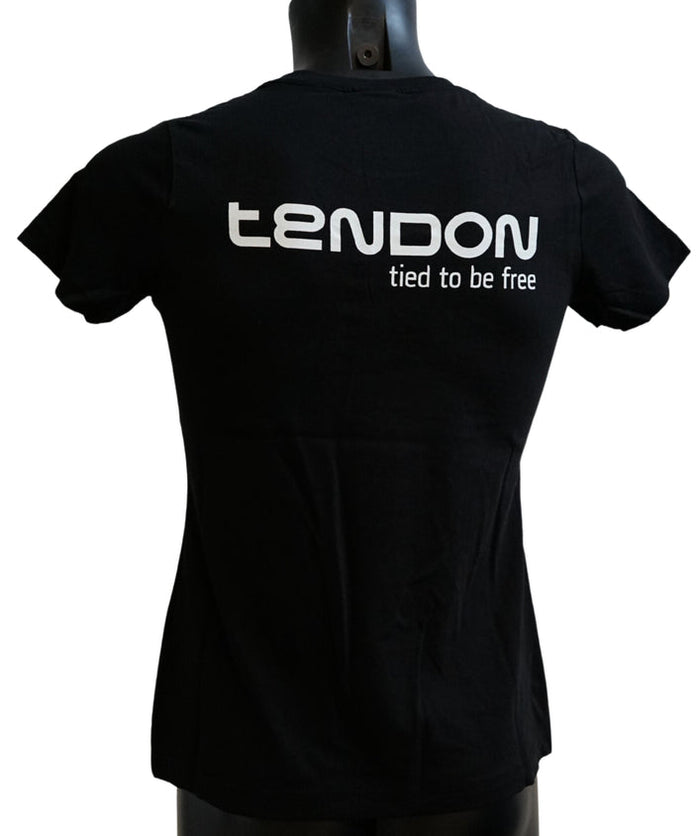 Tendon tričko dámské černé – pohled zezadu s velkým logem Tendon